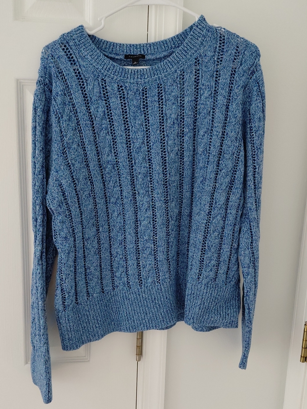 Talbots Light Blue Open-Knit Crewneck Sweater